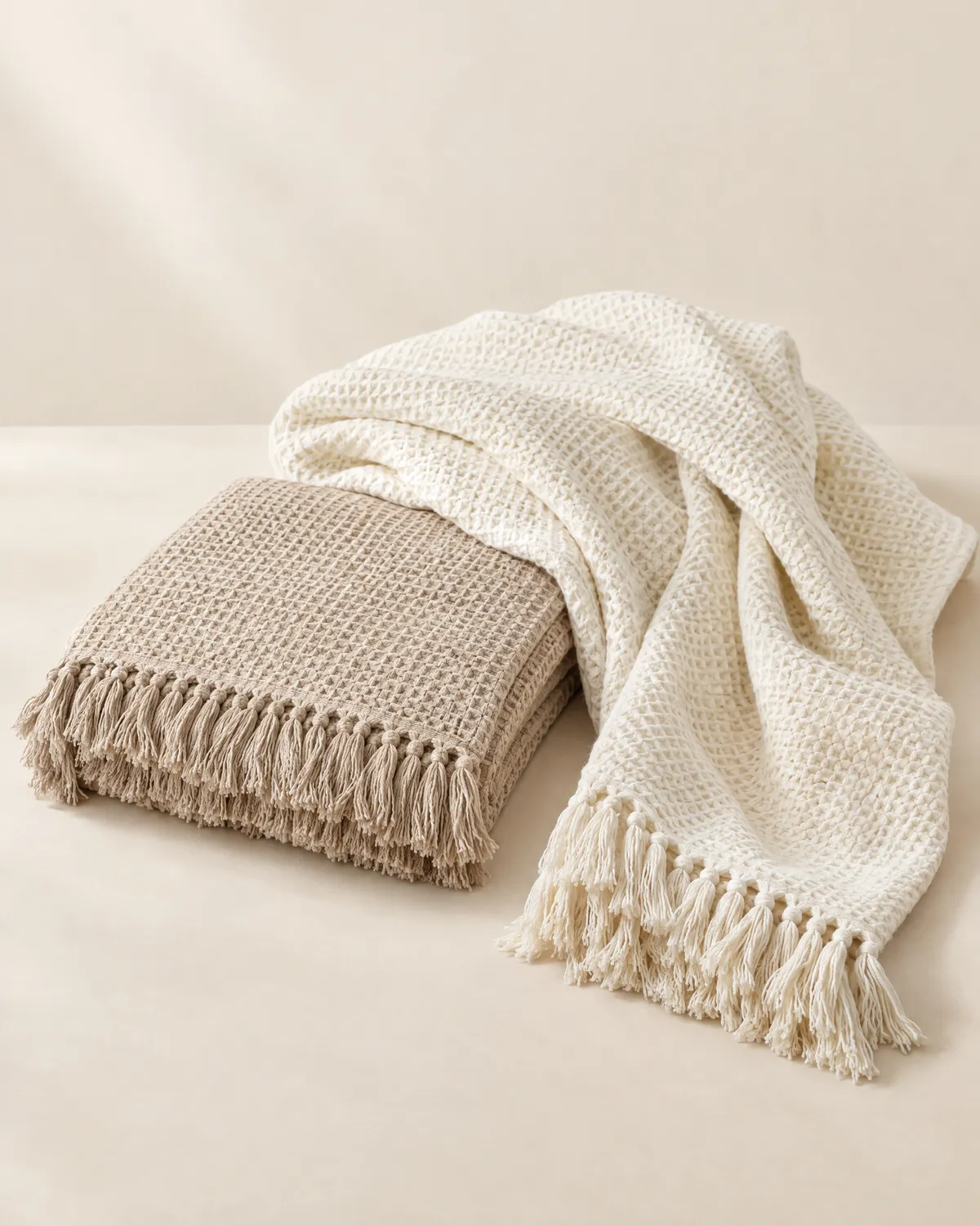 The Cozy Duo — 2 Woven Cotton Throw Blankets, everything in the box